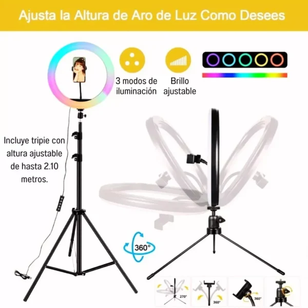 Ring Light RGB Colorful 26cm 10 Inch - Imagem 6