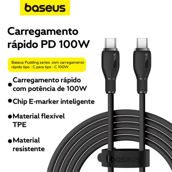 Cabo Turbo USB Tipo C para USB Tipo C 100w 1.2 metros - Imagem 5