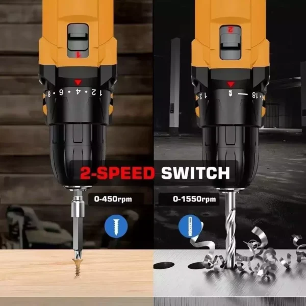 Parafusadeira de 13mm 21V Drill Kit + 2 Batteries - Imagem 3