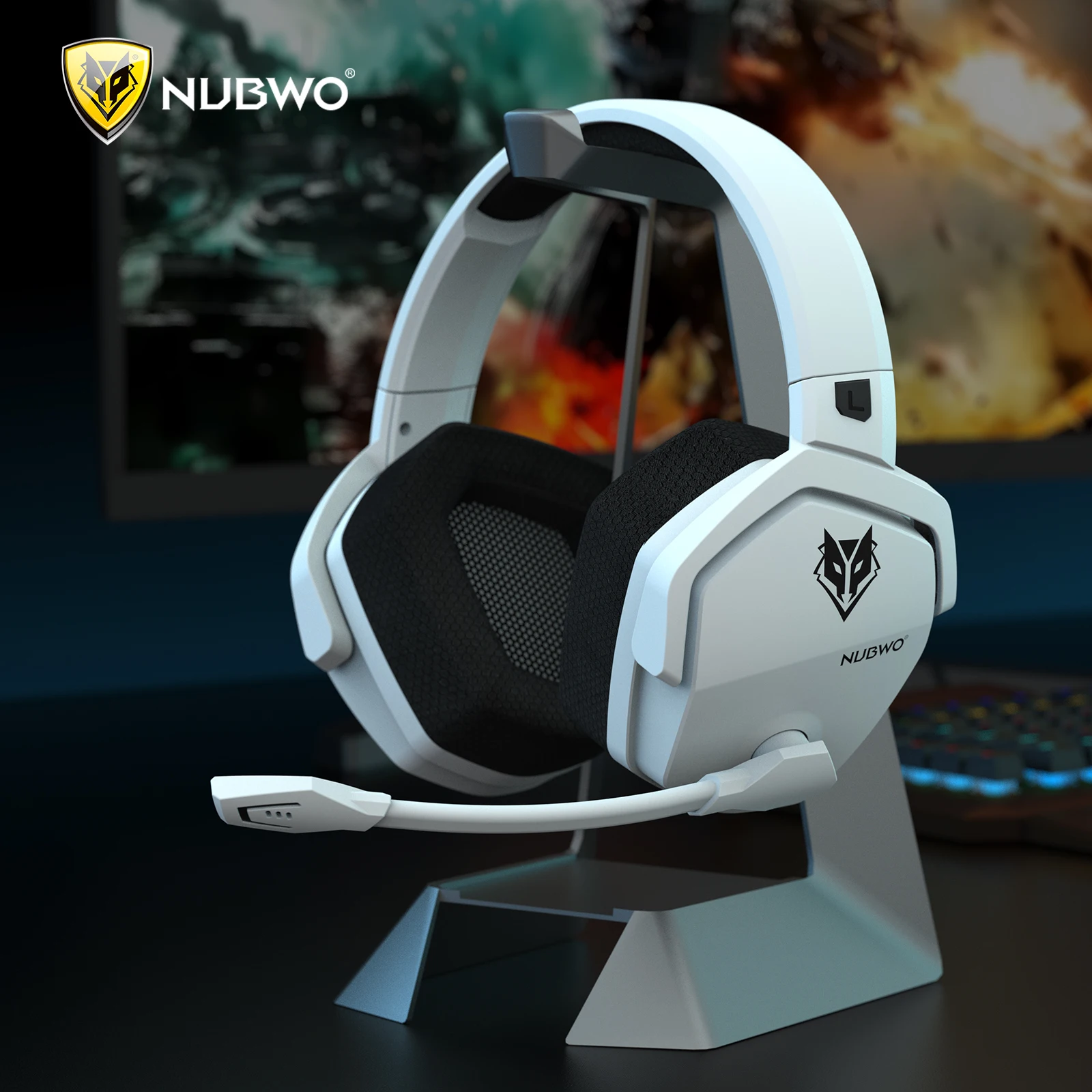 NUBWO  Gaming Headset com Microphone  2.4GHz Bluetooth 5.3