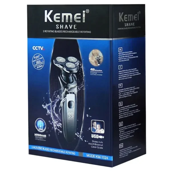 Barbeador Kemei  LCD Display Electric   KM-1524 recarregável - Imagem 6