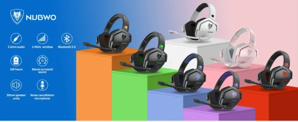 NUBWO  Gaming Headset com Microphone  2.4GHz Bluetooth 5.3 - Imagem 18