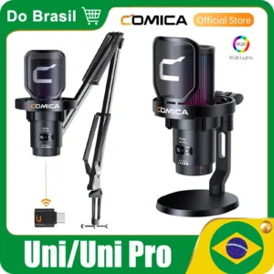 Comica Uni Pro Wireless USB Microphone gamer com luz RGB