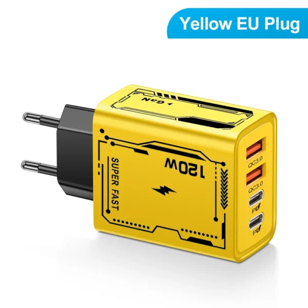 adaptador 120w , carga rápida 4 Portas  2 USB3.0  2 Type C USB Phone - Imagem 12
