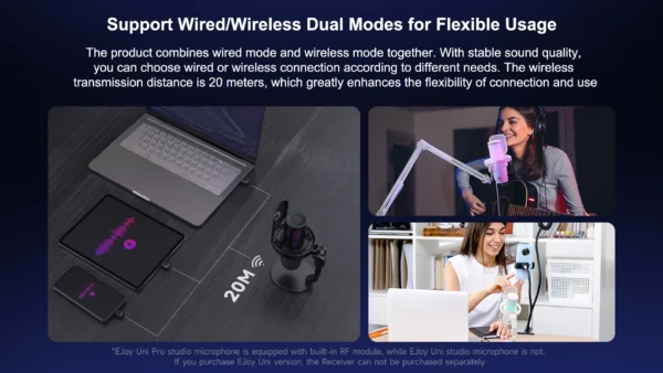 Comica Uni Pro Wireless USB Microphone gamer com luz RGB - Imagem 21