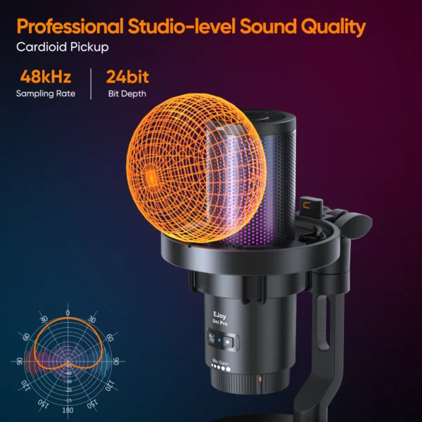 Comica Uni Pro Wireless USB Microphone gamer com luz RGB - Imagem 4