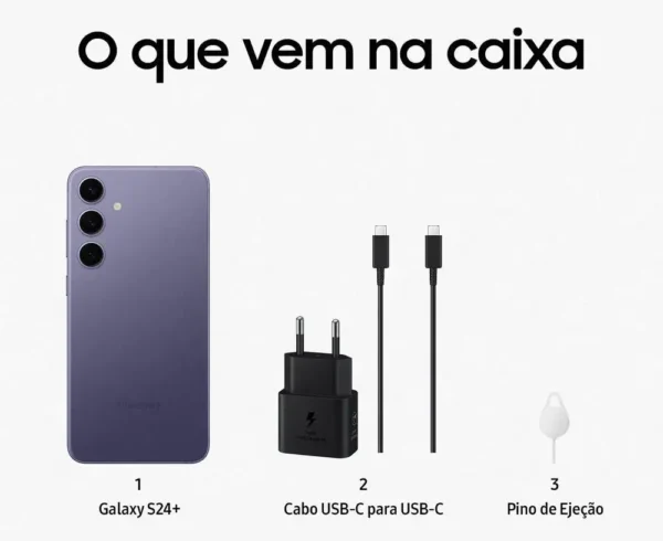 Smartphone Samsung Galaxy S24 + 6,7 "Galaxy AI 256GB Violet 5G 12GB RAM Camera. Triple 50MP + Selfie 12MP Battery 4900mAh Dual Chip - Imagem 6