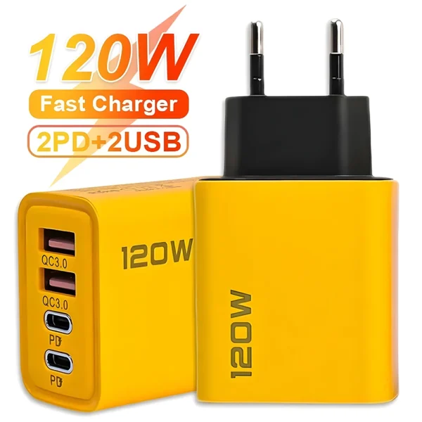 adaptador 120w , carga rápida 4 Portas  2 USB3.0  2 Type C USB Phone - Imagem 21