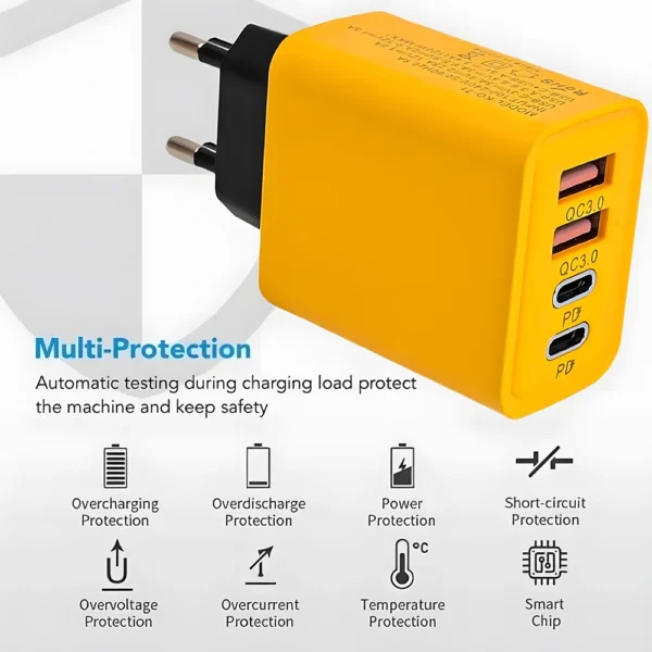 adaptador 120w , carga rápida 4 Portas  2 USB3.0  2 Type C USB Phone - Imagem 23