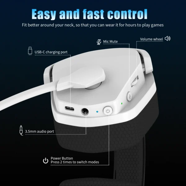 NUBWO  Gaming Headset com Microphone  2.4GHz Bluetooth 5.3 - Imagem 4