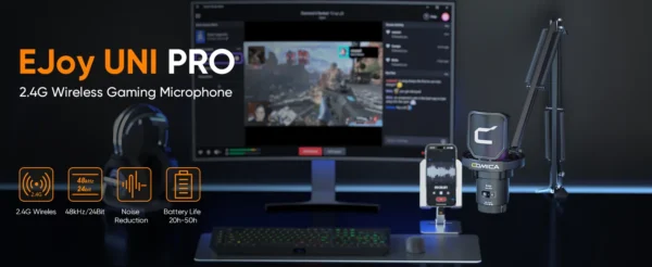 Comica Uni Pro Wireless USB Microphone gamer com luz RGB - Imagem 18