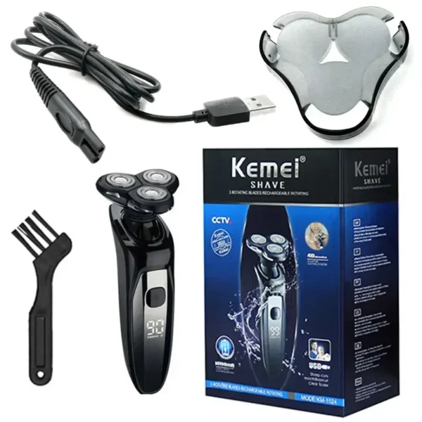 Barbeador Kemei  LCD Display Electric   KM-1524 recarregável - Imagem 7