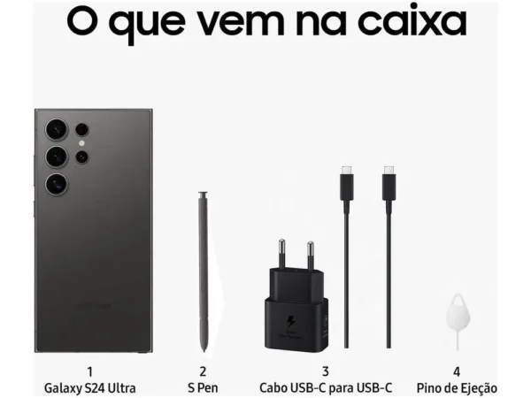 Smartphone Samsung Galaxy S24 Ultra 6,8 "Galaxy AI 256GB Titanium Black 5G 12GB RAM Camera. 200MP Quad + Selfie 12MP 5000mAh - Imagem 5