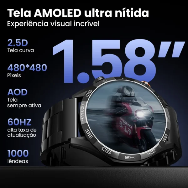 Smartwatch tela 1.58'' AMOLED Display 60Hz - Imagem 3