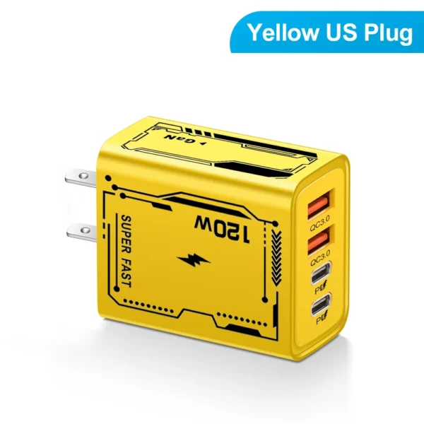 adaptador 120w , carga rápida 4 Portas  2 USB3.0  2 Type C USB Phone - Imagem 10