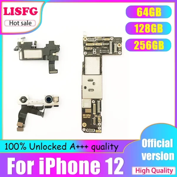 100% Desbloqueado placa mãe  iPhone 12com Face ID  limpo iCloud Testado - Imagem 3
