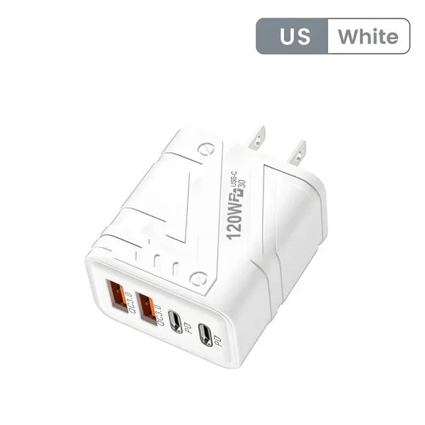 adaptador 120w , carga rápida 4 Portas  2 USB3.0  2 Type C USB Phone - Imagem 13