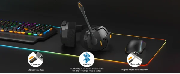 NUBWO  Gaming Headset com Microphone  2.4GHz Bluetooth 5.3 - Imagem 20