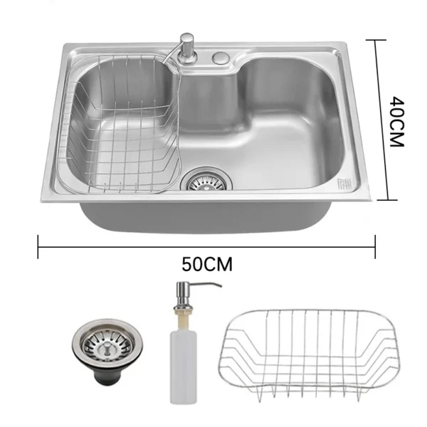 Upgrade Your Kitchen  Cuisine-Inspired Stainless Steel Sink Set - 50x40x21cm - Imagem 6
