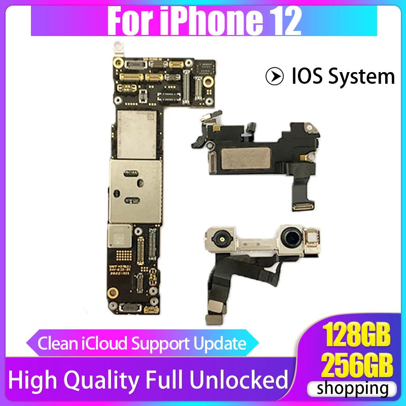100% Desbloqueado placa mãe  iPhone 12com Face ID  limpo iCloud Testado
